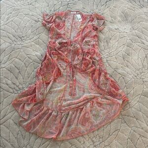Sweet Pea Pink and Orange Paisley High Low Dress